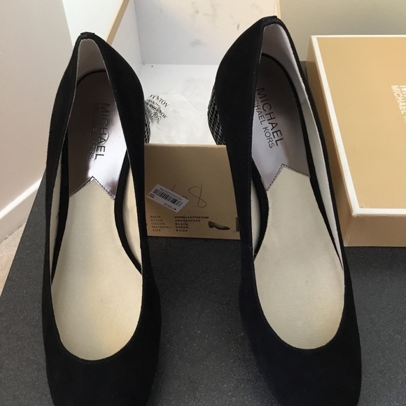 MICHAEL Michael Kors Shoes - Michael Kors Arabella Kitten Pump Black Suede 9.5